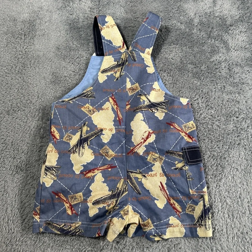 Vintage Toddler Airplane Coast To Coast Blue SZ 4T Bibs AOP Flights Travel Kids
